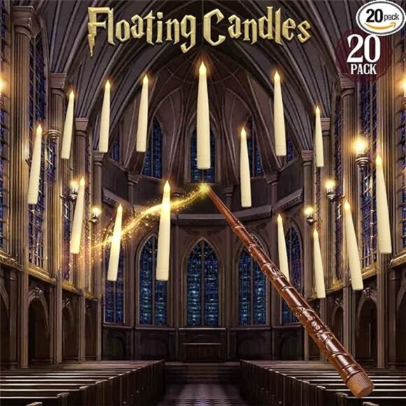 Halloween Decorations - Floating Candles with Wand - 20 Pcs Magic Hanging - Picture 7 of 7